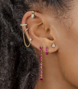 Cadena de Cristales Ear Cuff Studs Plata de Ley 925 Oro 18k piercinginspiration®