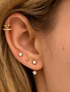 Doppel Kristalle Ear Cuff 925 Sterling Silber 18 Karat Gold piercinginspiration®