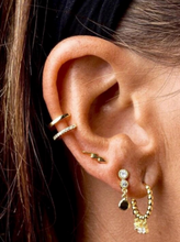 Load image into gallery viewer, Double Crystals Ear Cuff 925 Sterling Silver 18k Gold piercinginspiration®