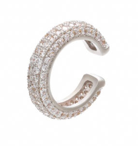 C Shape Multiple Crystals Ear Cuff 925 Sterling Silver 18k Gold piercinginspiration®