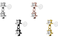 PTFE Titan Zwei Sterne Innengewinde Labret Piercing piercinginspiration®