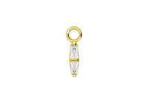 Load the image into the gallery viewer, 2 crystals rectangle piercing pendant piercinginspiration®