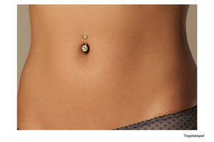 Titanium 2 Crystals Belly Button Piercing piercinginspiration®