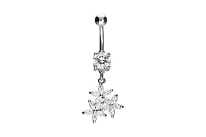3 Kristalle Blume Bauchnabelpiercing Barbell piercinginspiration®