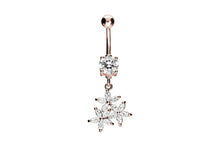 Upload the picture to the gallery viewer, 3 crystals flower navel piercing barbell piercinginspiration®