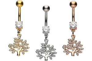 Crystal Tree Pendant Navel Piercing Barbell piercinginspiration®