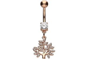 Crystal Tree Pendant Navel Piercing Barbell piercinginspiration®