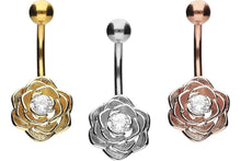 Upload the image to the gallery viewer, Flower Crystal Navel Barbell piercinginspiration®