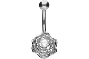 Flower crystal navel piercing barbell piercinginspiration®