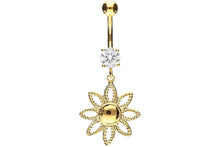 Upload the picture to the gallery viewer, Large Crystal Flower Pendant Navel Piercing Barbell piercinginspiration®