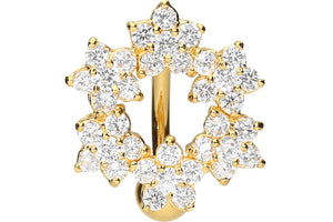 Bilanciere piercing all'ombelico con corona floreale in cristallo di titanio piercinginspiration®