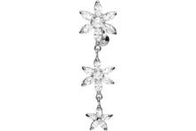 Laden Sie das Bild in den Galerie-Viewer, 3 Kristalle Blumen Bauchnabelpiercing Barbell piercinginspiration®