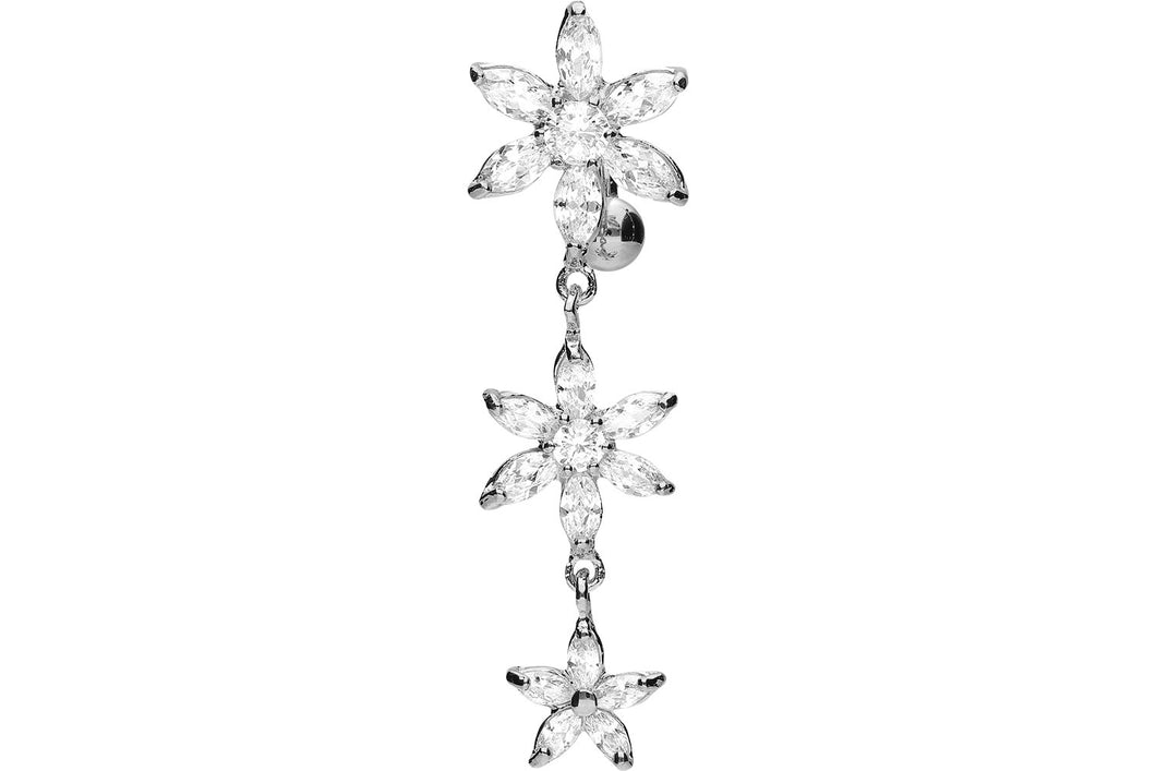3 Kristalle Blumen Bauchnabelpiercing Barbell piercinginspiration®
