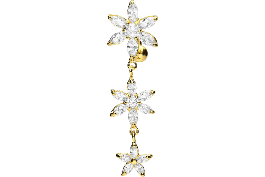 3 Kristalle Blumen Bauchnabelpiercing Barbell piercinginspiration®