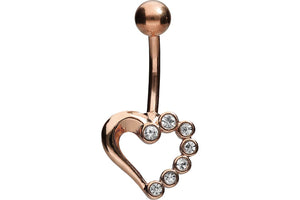 Crystal heart navel piercing barbell piercinginspiration®