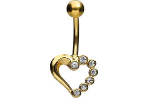 Crystal heart navel piercing barbell piercinginspiration®