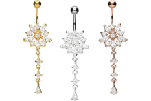 Upload the picture to the gallery viewer, crystal flower snowflake navel piercing barbell piercinginspiration®