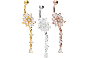 Crystal flower snowflake navel piercing barbell piercinginspiration®