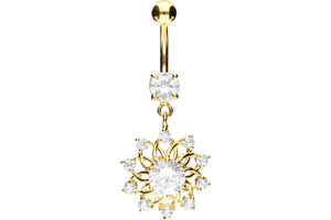 10 crystals flower navel piercing barbell piercinginspiration®