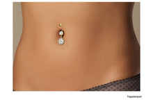 Laden Sie das Bild in den Galerie-Viewer, Kristall Eis Blume Bauchnabelpiercing Barbell piercinginspiration®