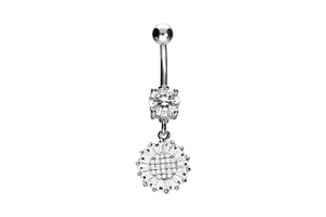 Flower baguette crystal navel piercing barbell piercinginspiration®