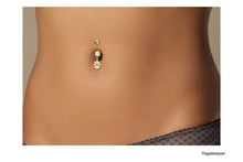 Upload the picture to the gallery viewer, crystal flower steel tipped navel piercing barbell piercinginspiration®