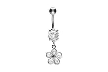 Upload the picture to the gallery viewer, Crystal Flower Round Navel Piercing Barbell piercinginspiration®