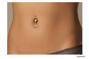 Crystal fin mermaid belly button barbell piercinginspiration®