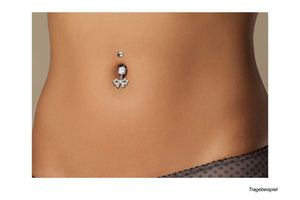 Crystal baguette loop navel piercing barbell piercinginspiration®