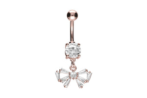 Crystal baguette loop navel piercing barbell piercinginspiration®
