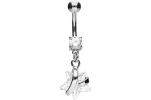 Star crystal navel piercing barbell piercinginspiration®