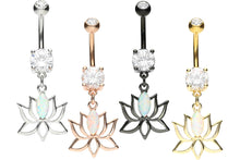 Sube la imagen al visor de la galería, Lotus Flower Opal Navel Piercing piercinginspiration®