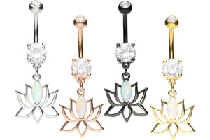 Lotus flower opal navel piercing piercinginspiration®