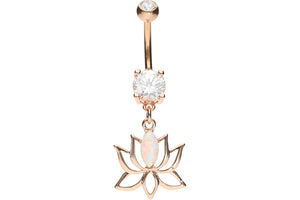 Lotus flower opal navel piercing piercinginspiration®