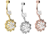 Upload the image to the Gallery Viewer, Oriental Crystal Flower Navel Barbell piercinginspiration®