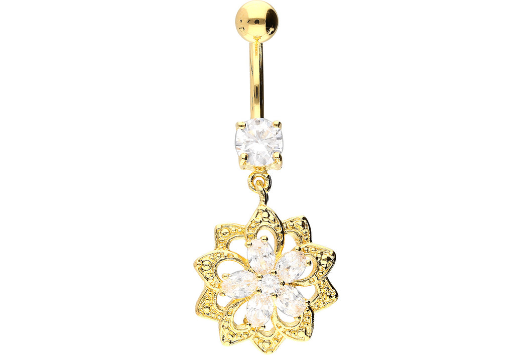 Oriental Kristall Blume Bauchnabelpiercing Barbell piercinginspiration®