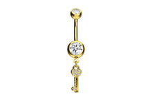 Load image into gallery viewer, Crystal Key To Heart Belly Button Barbell piercinginspiration®