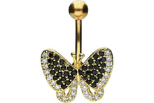Upload the picture to the gallery viewer, Butterfly Black Crystals Navel Piercing Barbell piercinginspiration®
