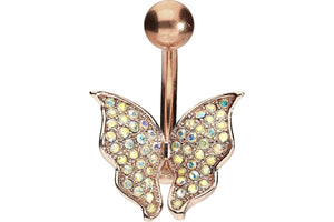 Butterfly crystal navel piercing barbell piercinginspiration®