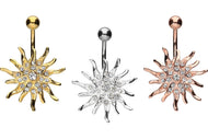 Sonne Kristall Bauchnabelpiercing Barbell piercinginspiration®