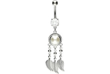 Upload the picture to the gallery viewer, dream catcher crystal pearl feather navel piercing barbell piercinginspiration®