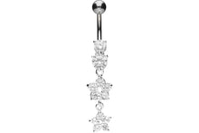 Upload the image to the gallery viewer, 2 flowers crystal navel piercing barbell piercinginspiration®