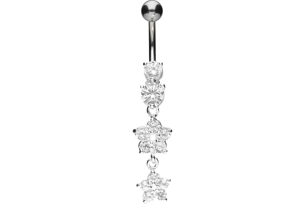 2 Blumen Kristall Bauchnabelpiercing Barbell piercinginspiration®