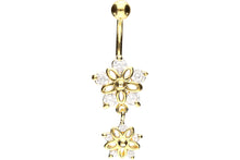 Upload the image to the gallery viewer, large small crystal flower navel piercing barbell piercinginspiration®