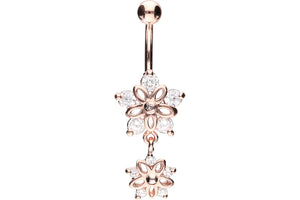 Large Small Crystal Flower Navel Piercing Barbell piercinginspiration®