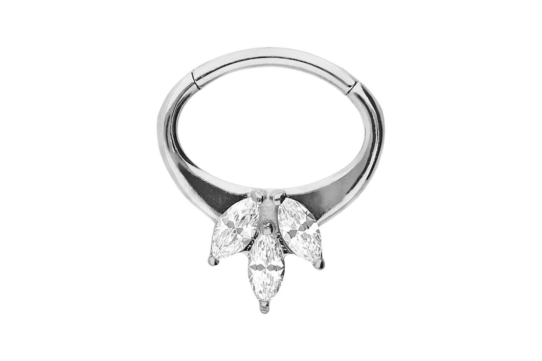 Eiszapfen 3 Kristalle Septum Conch Clicker Ring piercinginspiration®