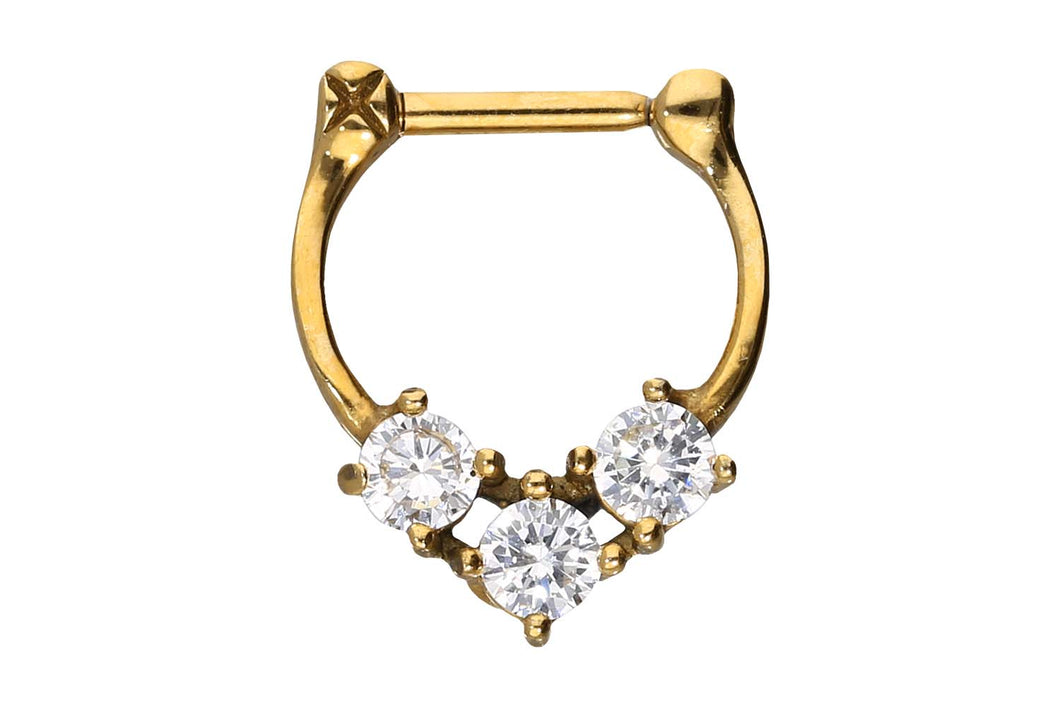 Anker Clicker Ring 3 Große Kristalle piercinginspiration®