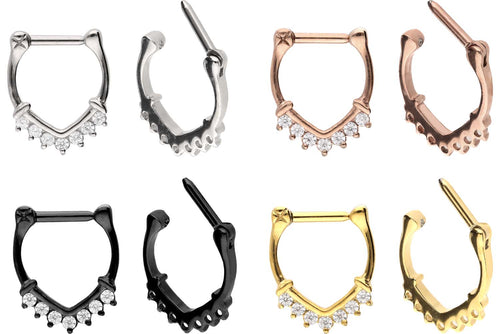 Großer Anker Spitz Clicker Ring 7 Kristalle piercinginspiration®