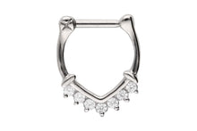 Upload the image to the gallery viewer, Large Anchor Pointed Clicker Ring 7 Crystals piercinginspiration®