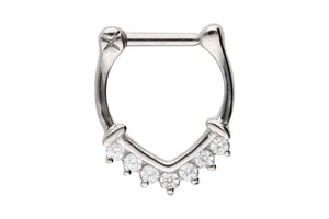 Large anchor pointed clicker ring 7 crystals piercinginspiration®